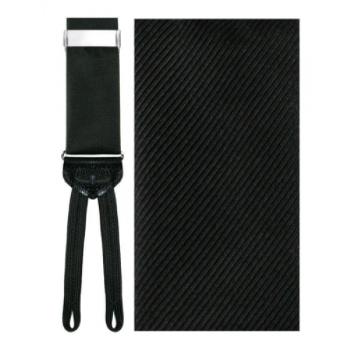 Black Silk Diagonal Stripe (Napoli) Suspenders